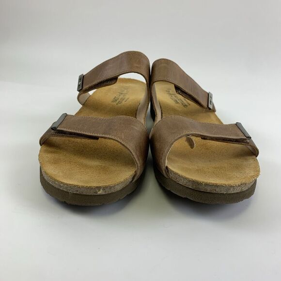 Naot Jacey Wide Sandal Slide Brown Leather Adjustable Wedge Slip On Womens 11 - Picture 3 of 15